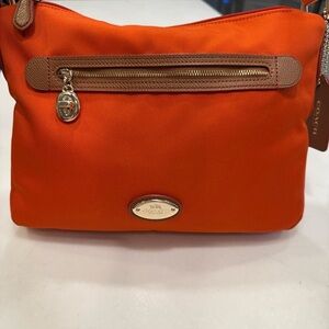 COACH SAWYER Tangerine Shoulder Cross body Canvas Bag Brass & Leather Accents